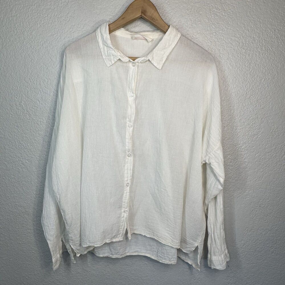 Banditas From Marseille Agata Shirt Ivory Italian Gauze Cotton Relaxed Casual L